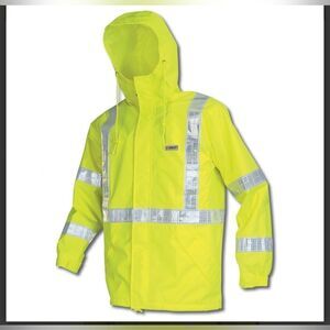 MCR SAFETY PRO GRADE RAIN JACKET POLYSTER HIGH VISIBILITY LIME SZ 3X BRAND NEW